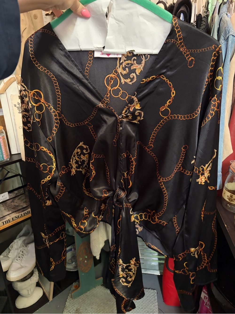 Buddy Love Black and Gold Chain Blouse